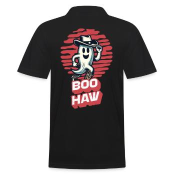 Funny Cowboy Ghost Says Boo Haw Costume Idea - Men's Polo Shirt - black - Back - Kai (181cm)