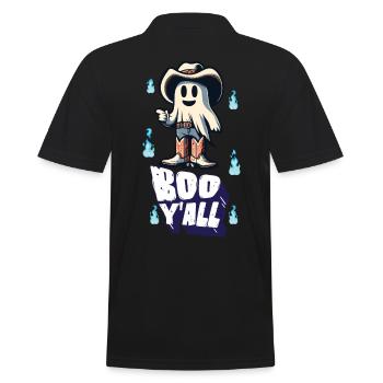 Cowboy Ghosts Boo Y'all Funny Saying Design - Men's Polo Shirt - black - Back - Kai (181cm)