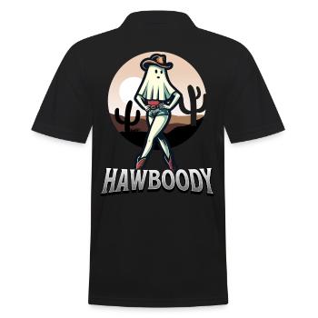 Cowboy Girl Ghost Funny Pun Saying - Men's Polo Shirt - black - Back - Kai (181cm)