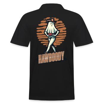 Cowboy Girl Ghost Funny Pun Saying - Men's Polo Shirt - black - Back - Kai (181cm)