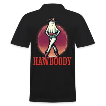 Cowboy Girl Ghost Funny Pun Saying - Men's Polo Shirt - black - Back - Kai (181cm)
