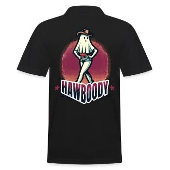 Cowboy Girl Ghost Funny Pun Saying - Men's Polo Shirt - black - Back - Kai (181cm)