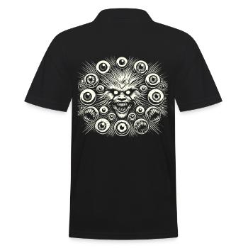 Dark Monster Eyes Creepy Halloween Design - Men's Polo Shirt - black - Back - Kai (181cm)