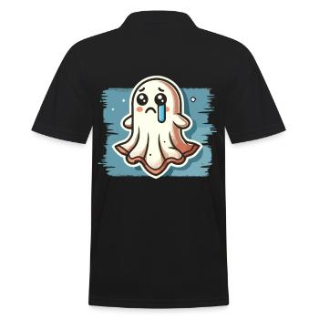 Sad Ghost Cute Weeping Ghosts - Men's Polo Shirt - black - Back - Kai (181cm)
