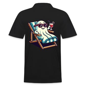 Summer Halloween Spooky Lifestyle Costume Idea - Men's Polo Shirt - black - Back - Kai (181cm)