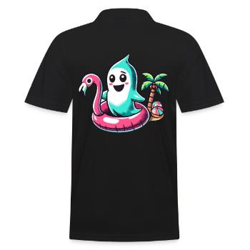 Summer Halloween Spooky Lifestyle Costume Idea - Men's Polo Shirt - black - Back - Kai (181cm)