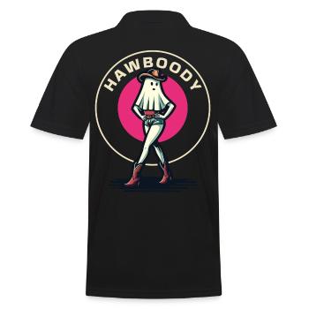 Cowboy Girl Ghost Funny Pun Saying - Men's Polo Shirt - black - Back - Kai (181cm)