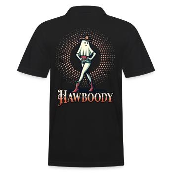 Cowboy Girl Ghost Funny Pun Saying - Men's Polo Shirt - black - Back - Kai (181cm)