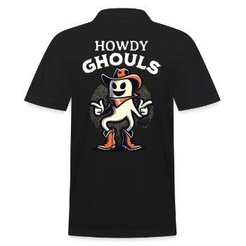 Funny Cowboy Ghost Greeting Ghosts Girls - Men's Polo Shirt - black - Back - Kai (181cm)
