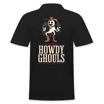 Funny Cowboy Ghost Greeting Ghosts Girls - Men's Polo Shirt - black - Back - Kai (181cm)