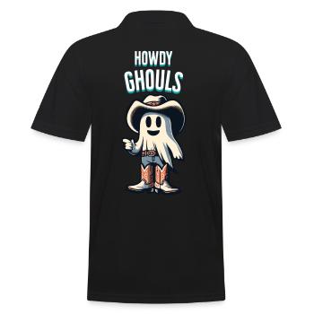 Funny cowboy ghost greets the girls - Men's Polo Shirt - black - Back - Kai (181cm)