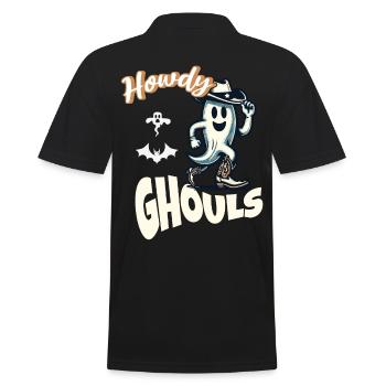 Funny Cowboy Ghost Greeting Ghosts Girls - Men's Polo Shirt - black - Back - Kai (181cm)