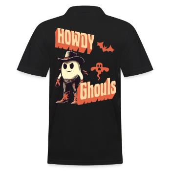 Funny Cowboy Ghost Greeting Ghosts Girls - Men's Polo Shirt - black - Back - Kai (181cm)