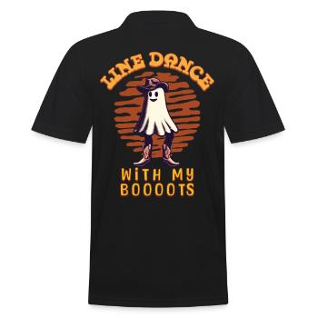 Cowboy With Boots Line Dance Ghost - Men's Polo Shirt - black - Back - Kai (181cm)