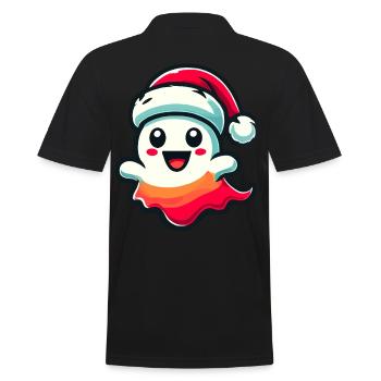 Cute Christmas Ghost Scary - Men's Polo Shirt - black - Back - Kai (181cm)