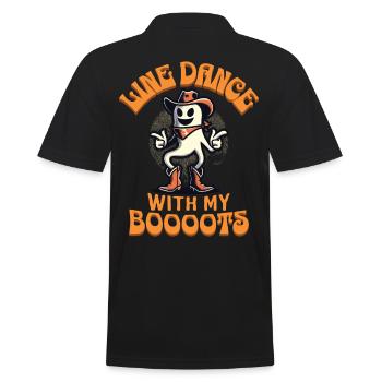 Cowboy With Boots Line Dance Ghost Vintage Retro - Men's Polo Shirt - black - Back - Kai (181cm)