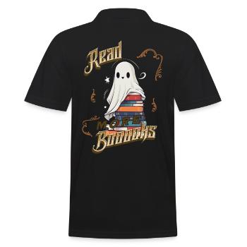 ScaryCute Book Lover Ghost Funny - Men's Polo Shirt - black - Back - Kai (181cm)