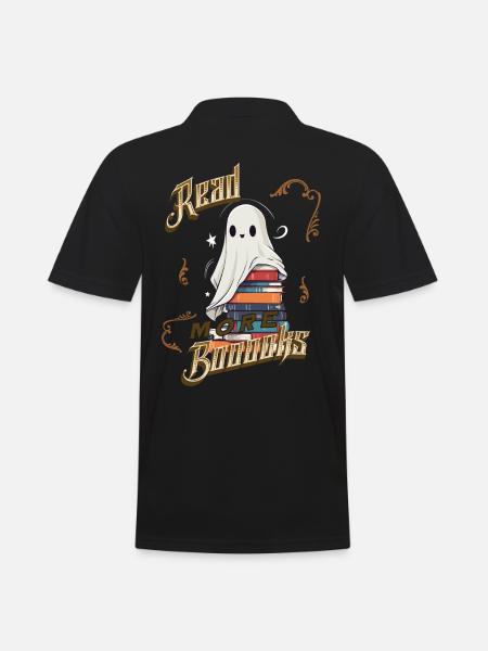 ScaryCute Book Lover Ghost Funny - Men's Polo Shirt - black