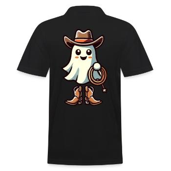 Cowboy Ghost Funny Halloween Design - Men's Polo Shirt - black - Back - Kai (181cm)
