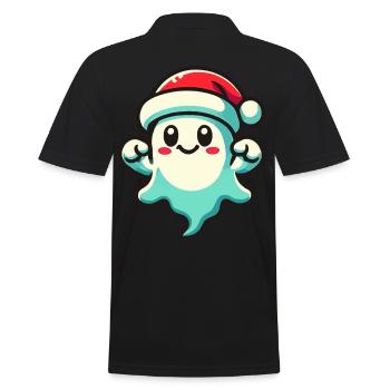 Cute Christmas Ghost Funny Halloween - Men's Polo Shirt - black - Back - Kai (181cm)