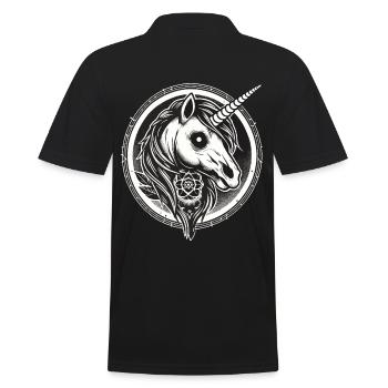 Creepy Gothic Unicorn Aesthetic Goth Design - Men's Polo Shirt - black - Back - Kai (181cm)