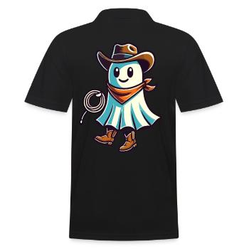 Cowboy Ghost Funny Halloween Design - Men's Polo Shirt - black - Back - Kai (181cm)