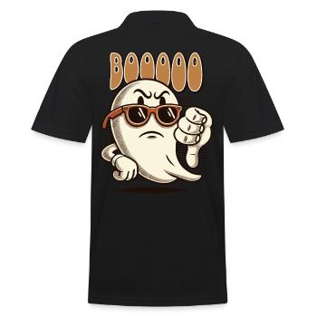 Booing Ghost Funny Ghost Design - Men's Polo Shirt - black - Back - Kai (181cm)