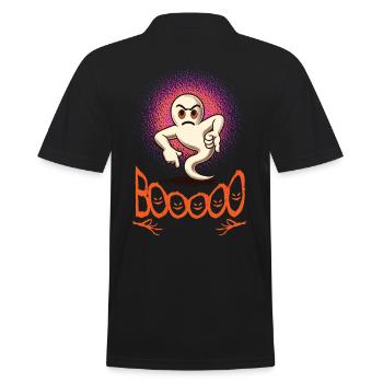 Booing Ghost Funny Ghost Design - Men's Polo Shirt - black - Back - Kai (181cm)