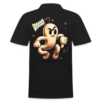 Booing Ghost Funny Halloween Ghost Design - Men's Polo Shirt - black - Back - Kai (181cm)