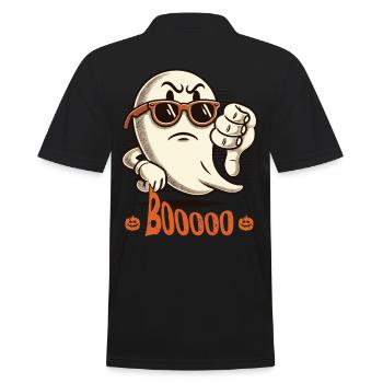 Booing Ghost Funny Ghost Halloween Design - Men's Polo Shirt - black - Back - Kai (181cm)