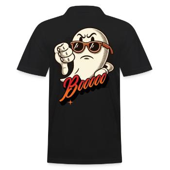 Booing Ghost Funny Ghost Design - Men's Polo Shirt - black - Back - Kai (181cm)