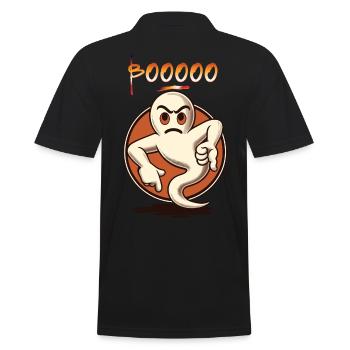 Booing Ghost Funny Ghost Design Word Game - Men's Polo Shirt - black - Back - Kai (181cm)