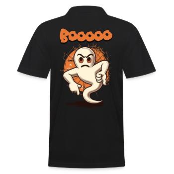 Booing Ghost Funny Ghost Design Word Game - Men's Polo Shirt - black - Back - Kai (181cm)
