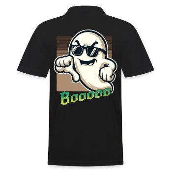 Booing Ghost Funny Ghost Halloween Design - Men's Polo Shirt - black - Back - Kai (181cm)