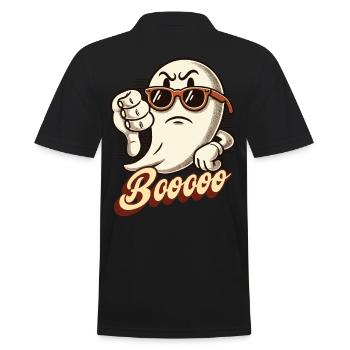 Booing Ghost Funny Ghost Design - Men's Polo Shirt - black - Back - Kai (181cm)