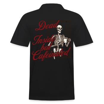 Halloween Coffee Lover Skeleton Coffee Design - Men's Polo Shirt - black - Back - Kai (181cm)