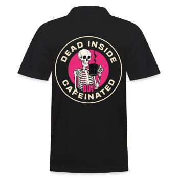 Coffee Halloween Skeleton Coffee Lover Saying - Men's Polo Shirt - black - Back - Kai (181cm)