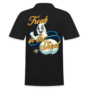 Freak In The Sheet Funny Ghost Design - Men's Polo Shirt - black - Back - Kai (181cm)