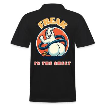 Freak In The Sheet Funny Ghost Design - Men's Polo Shirt - black - Back - Kai (181cm)