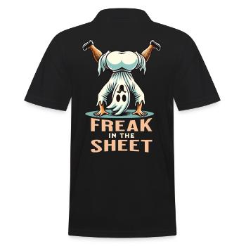 Freak In Sheet Funny Ghost Design - Men's Polo Shirt - black - Back - Kai (181cm)