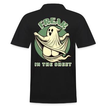 Freak in the Sheet Funny Halloween Ghost - Men's Polo Shirt - black - Back - Kai (181cm)