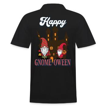 Happy Gnome-Oween Lustiger Halloween Gnom Spruch - Männer Poloshirt - Schwarz - Hinten - Kai (181cm)