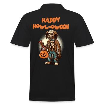 Happy Howl-oween Lustiger Halloween Hunde Spruch - Männer Poloshirt - Schwarz - Hinten - Kai (181cm)