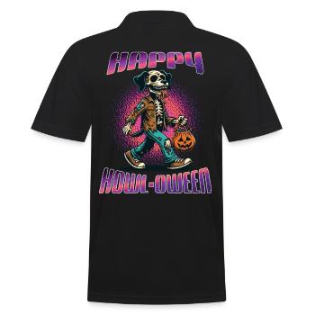 Happy Howl-oween Lustiger Halloween Hunde Spruch - Männer Poloshirt - Schwarz - Hinten - Kai (181cm)