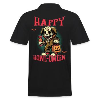 Happy Howl-Oween Lustiger Hunde Halloween Spruch - Männer Poloshirt - Schwarz - Hinten - Kai (181cm)