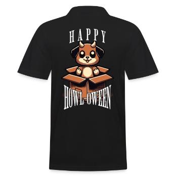 Happy Howl-Oween Lustiger Hunde Halloween Spruch - Männer Poloshirt - Schwarz - Hinten - Kai (181cm)