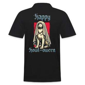 Happy Howl-oween Lustiger Hunde Halloween Spruch - Männer Poloshirt - Schwarz - Hinten - Kai (181cm)