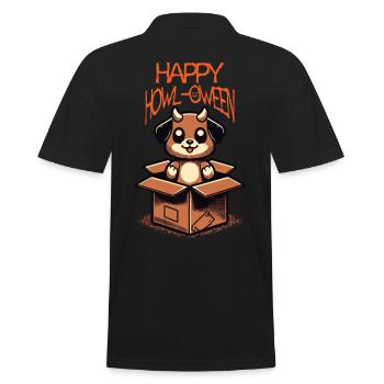 Happy Howl-Oween Lustiger Hunde Halloween Spruch - Männer Poloshirt - Schwarz - Hinten - Kai (181cm)