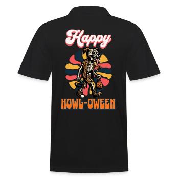 Happy Howl Oween Lustiger Hunde Halloween Spruch - Männer Poloshirt - Schwarz - Hinten - Kai (181cm)