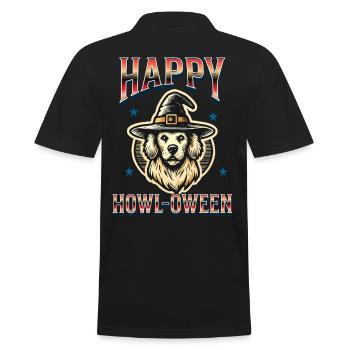 Happy Howl-Oween Lustiger Halloween Hunde Spruch - Männer Poloshirt - Schwarz - Hinten - Kai (181cm)